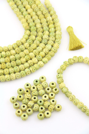 Target Bone Beads: Handmade Large Hole Yellow Green Rondelle, 8x6mm ...