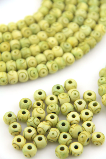 Target Bone Beads: Large Hole Yellow Green Rondelle, 8x6mm, 30+ pcs