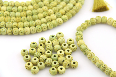 Target Bone Beads: Large Hole Yellow Green Rondelle, 8x6mm, 30+ pcs