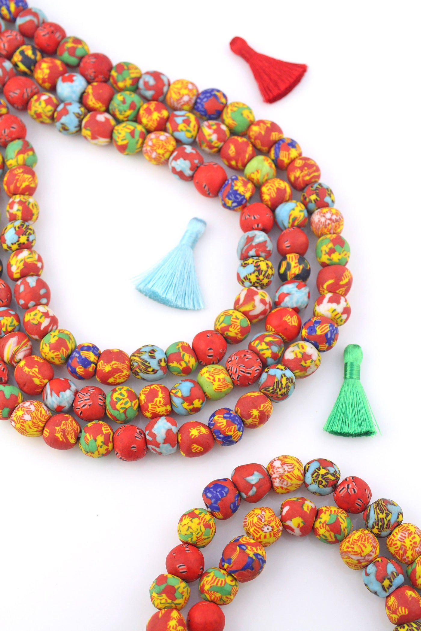 18-20mm Round Multi-Colored Recycled Mosaic Sandcast Ghana Glass Beads