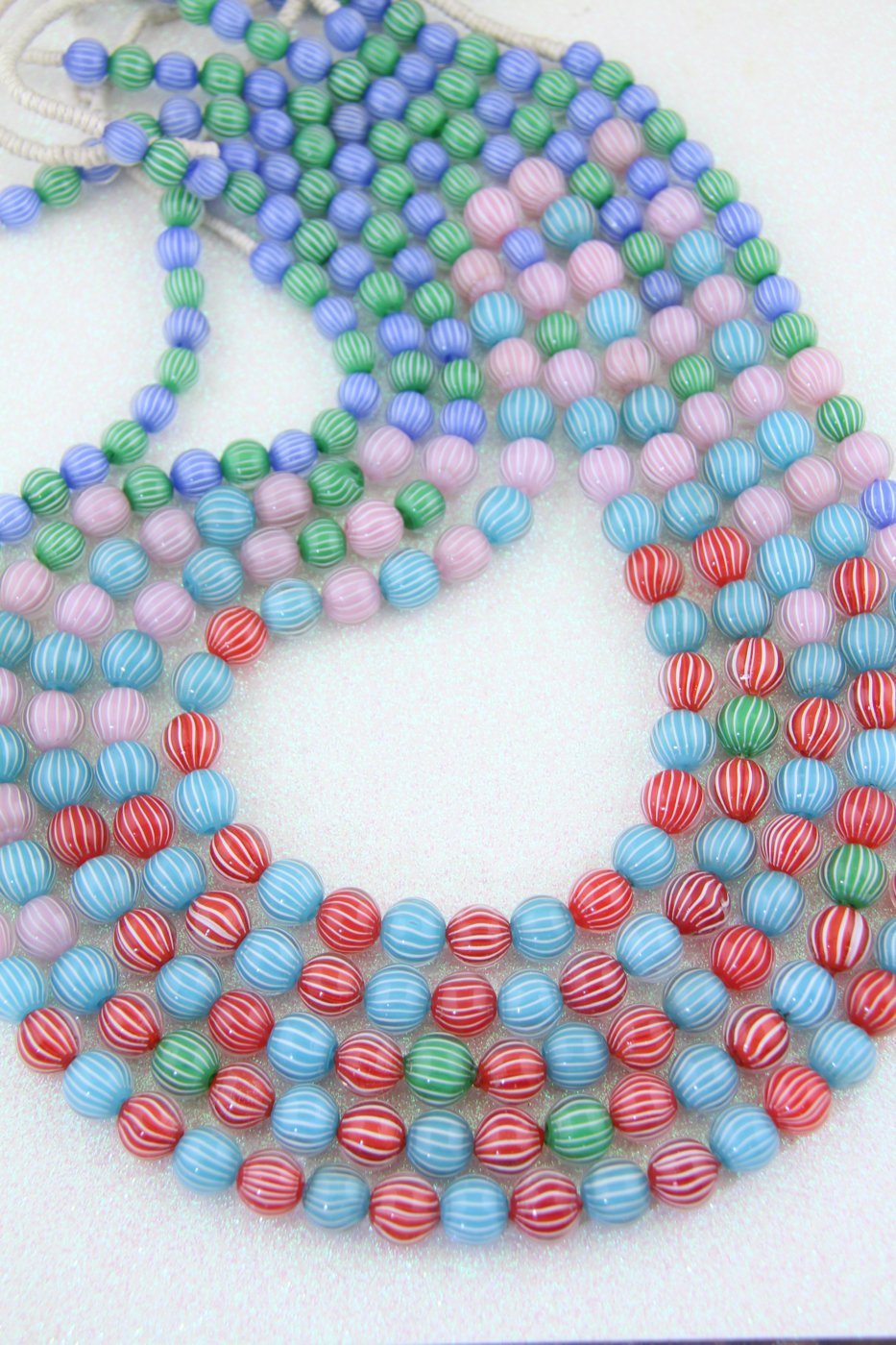 Gooseberry Antique Pastel African Venetian Trade Beads, 9-14mm