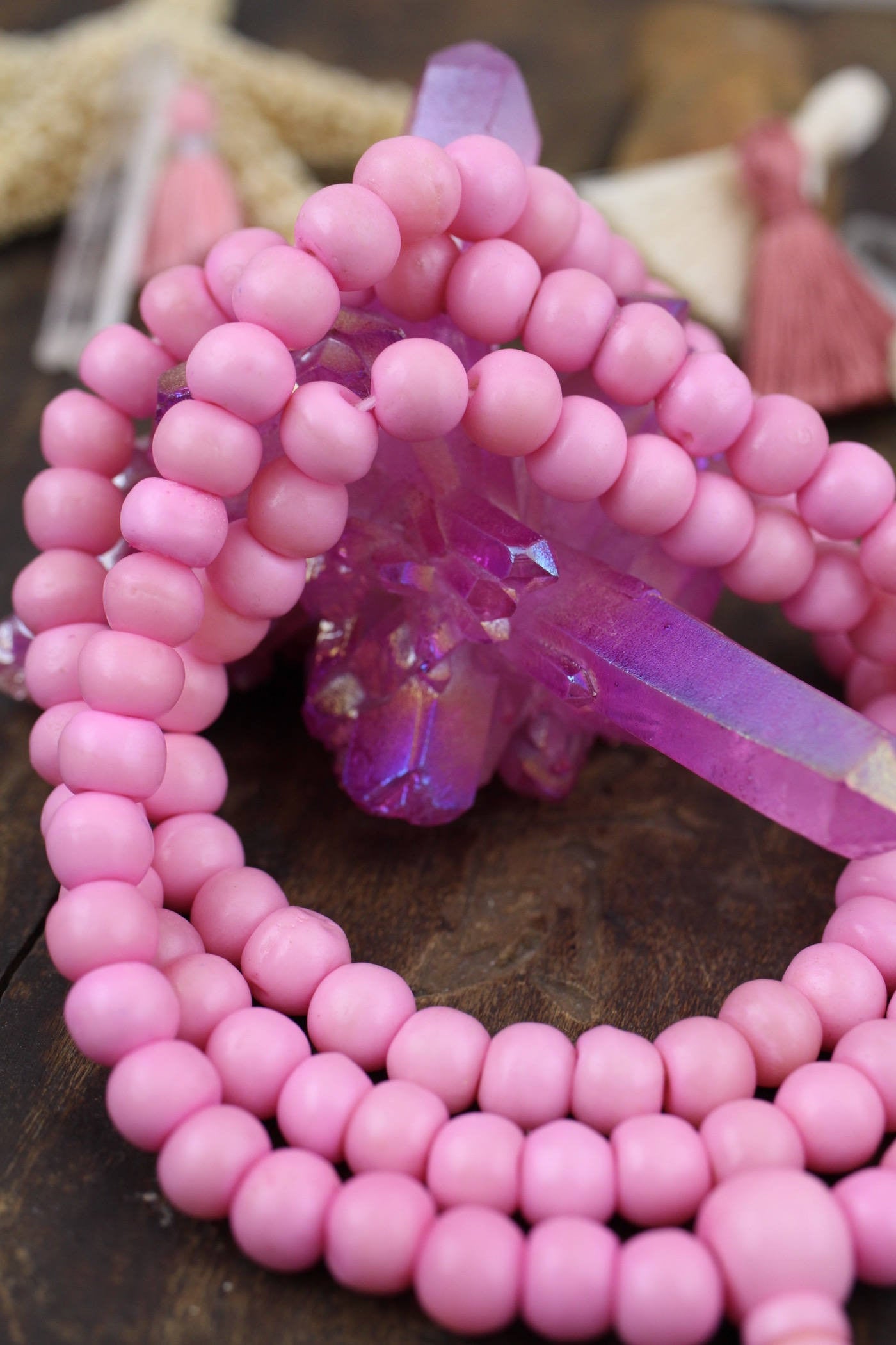 Pink beads for Yoga Jewelry