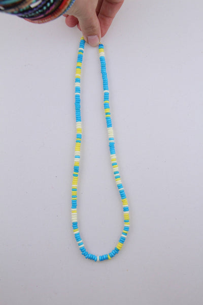 Icy Lemon : Aqua, White, Yellow, Bone Beads, 5x2mm - ShopWomanShopsWorld.com. Bone Beads, Tassels, Pom Poms, African Beads.