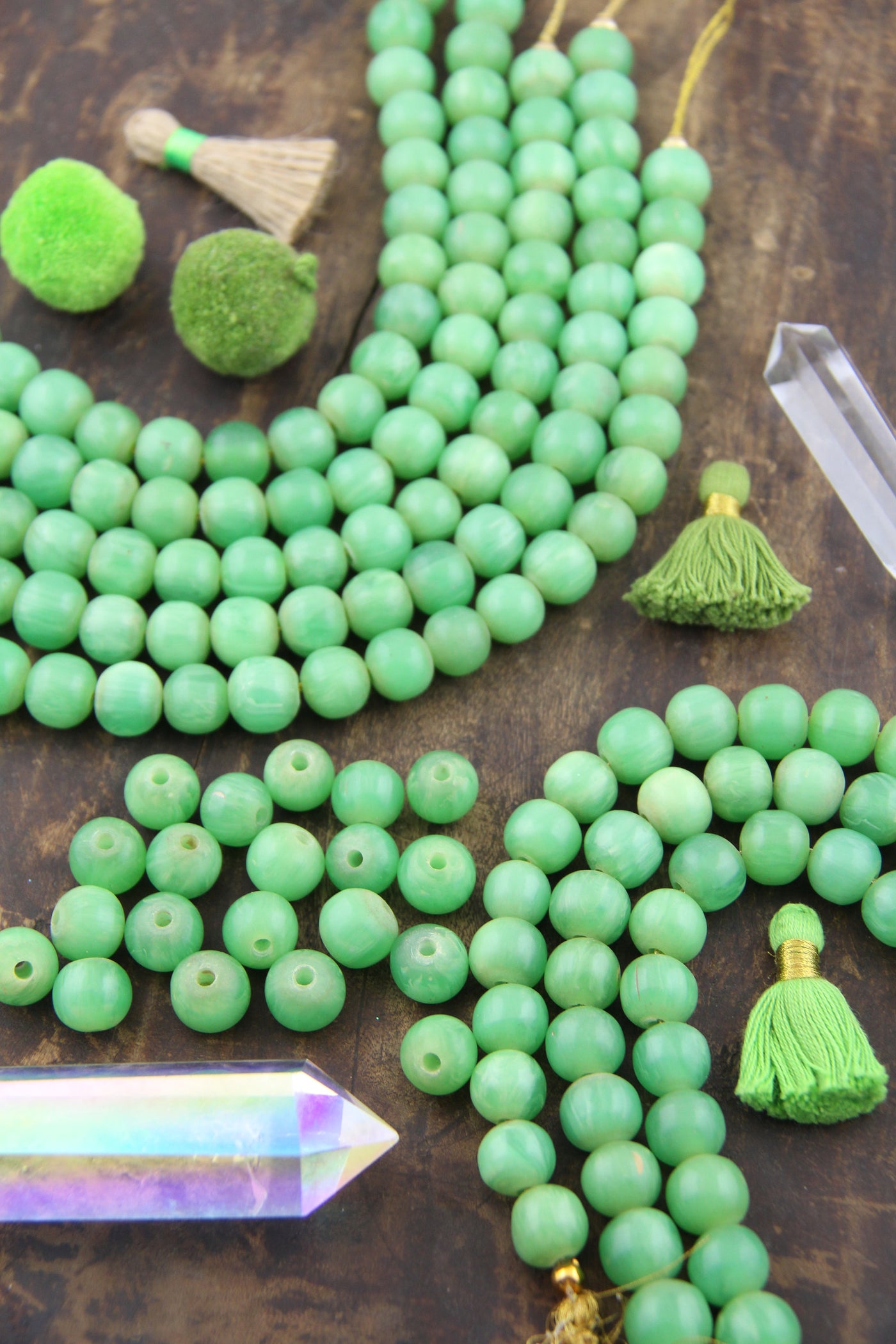 Round Green Beads: Seafoam Green Resin Spacers, 12mm, 20 pieces