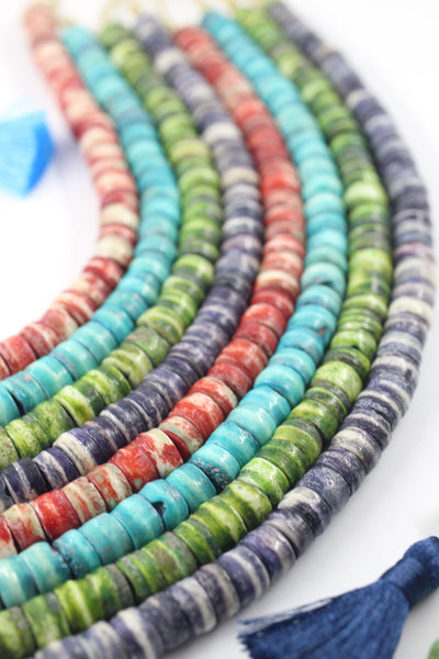Handcrafted by Artisans, Rondelle Spacer Bone Beads, 8x4mm, Ethically Sourced Spacers from India