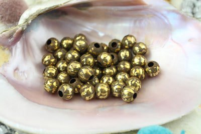 Golden Sparkle: 10 Loose Hollow Brass Beads, 10mm