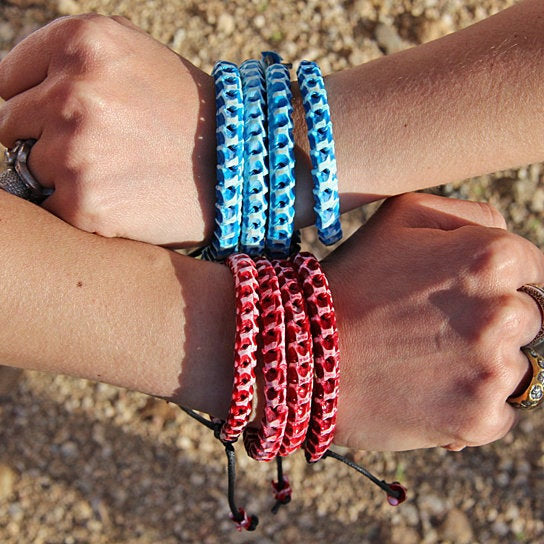 Unique Adjustable Bracelets: Unisex Beaded Jewelry from Bali, Red or Blue