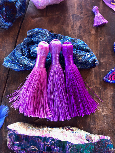 Ultraviolet Purple Tassel Pack, 2" Inch Silky Tassels, Pantone Color of the Year, 3 pieces