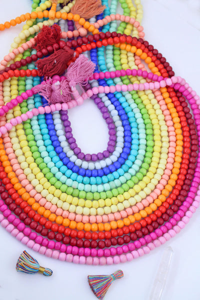 108 Bead Mala: Yoga Inspired Jewelry, Beaded Boho Necklace for Meditation, 14 Colors, Rainbow