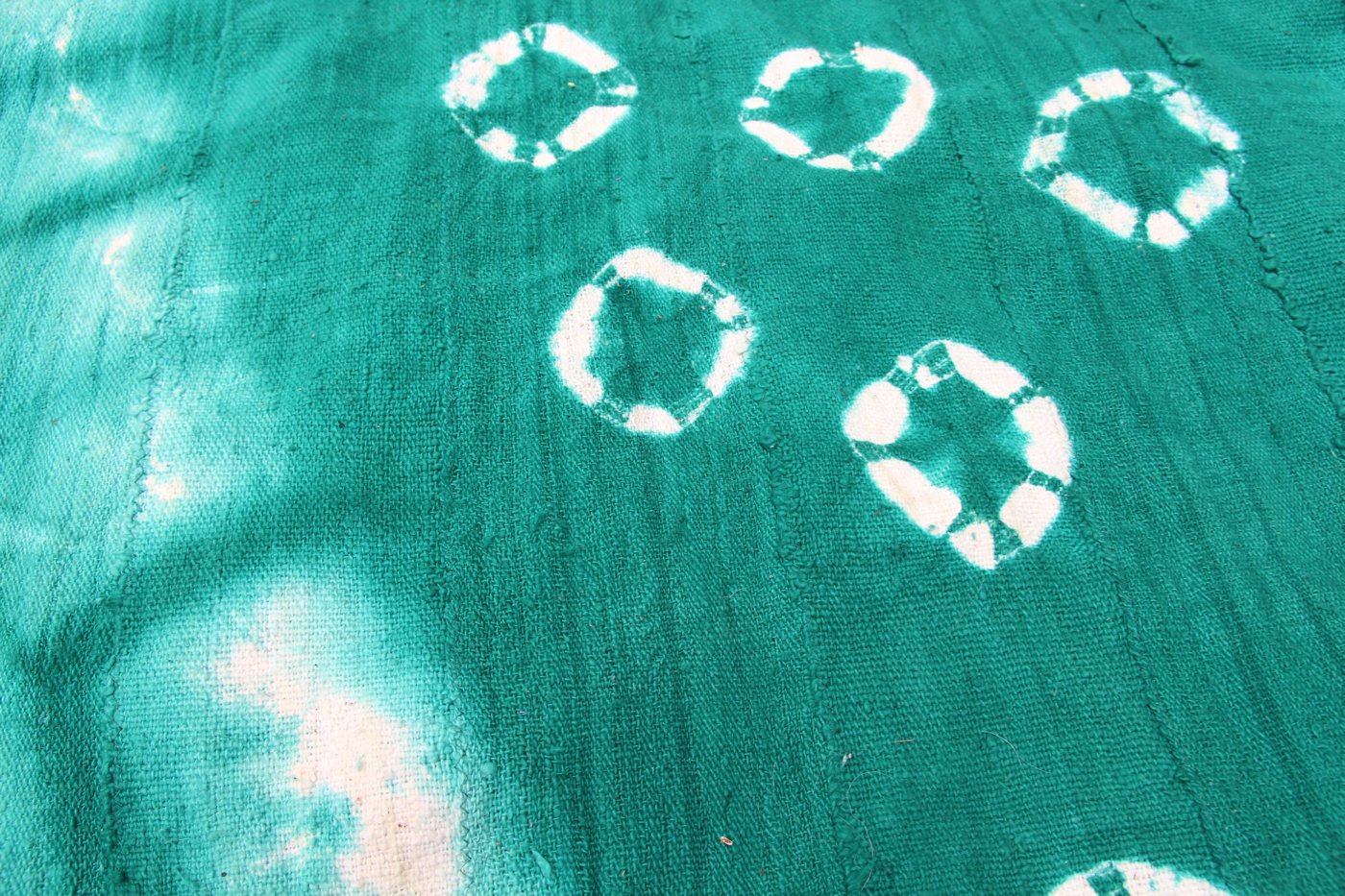 Teal Cotton African Mud Cloth (Bògòlanfini) Textile