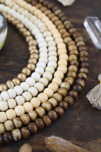 108 Bead Mala: Neutral Yoga Inspired Jewelry, Beaded Boho Necklaces, Unique Intentional Living Tool