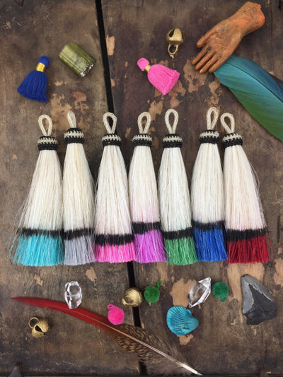 Dip Dye Horse Hair Tassels, 4.5" Fringed Pendant, Choose from 7 Colors