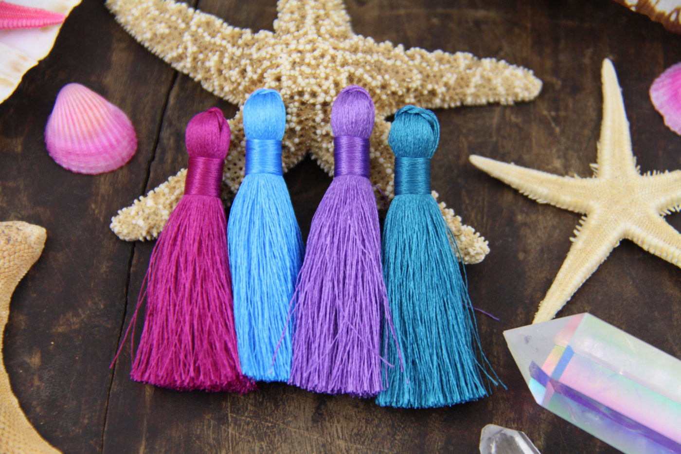 Mermaid Mix Summer Colors 2" Inch Silky Tassels, Jewelry Making Supply