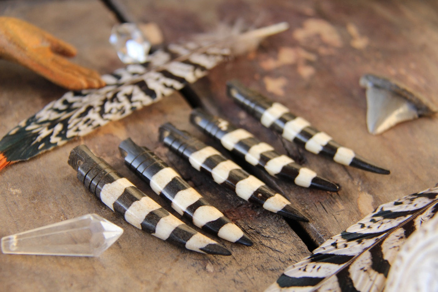 Chevron African Batik Bone Pendant, 10x72mm, 1 Pendant - ShopWomanShopsWorld.com. Bone Beads, Tassels, Pom Poms, African Beads.