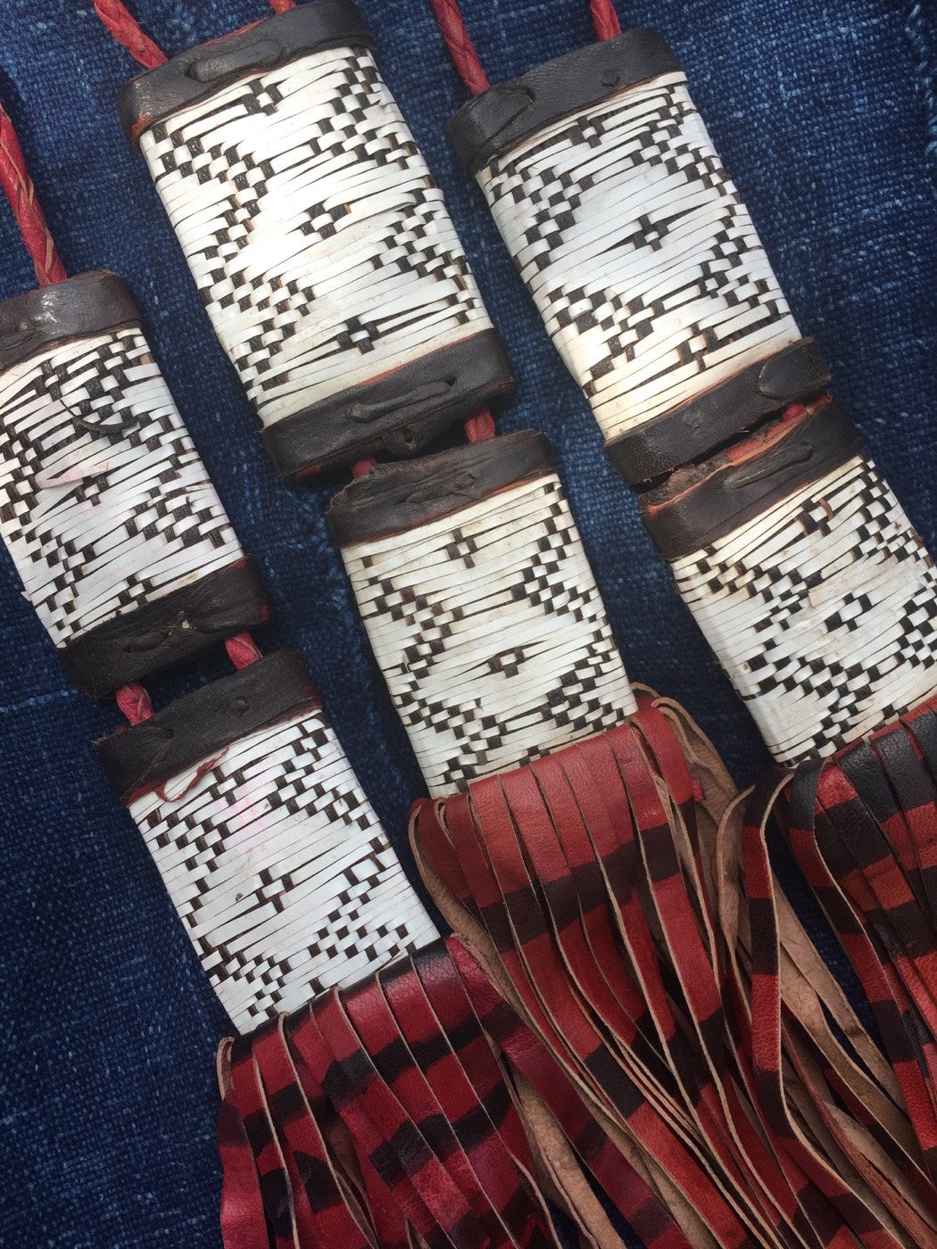 Tassel King: Large African Tuareg Geometric Tribal Leather Fringe, Boho Jewelry Supply, Decor, Accessory, Necklace Pendant, Charm 1 piece - ShopWomanShopsWorld.com. Bone Beads, Tassels, Pom Poms, African Beads.