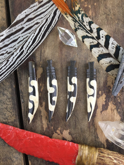 Dotted Swirl African Batik Bone Dagger Tusk Pendant, 10x72mm, 1 piece - ShopWomanShopsWorld.com. Bone Beads, Tassels, Pom Poms, African Beads.