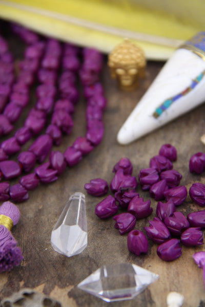 Purple Tulips: Hand Carved Bone Beads, 7x7mm, 24 pieces - ShopWomanShopsWorld.com. Bone Beads, Tassels, Pom Poms, African Beads.