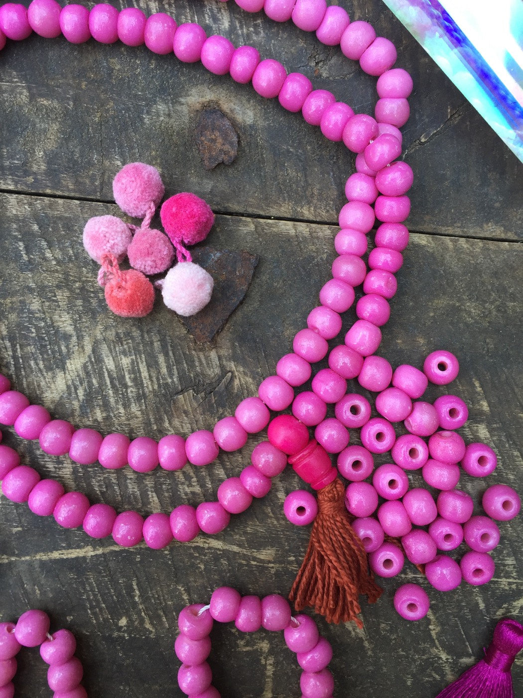 Rose Pink Bone Beads, 9mm, 108 Bead Mala - ShopWomanShopsWorld.com. Bone Beads, Tassels, Pom Poms, African Beads.