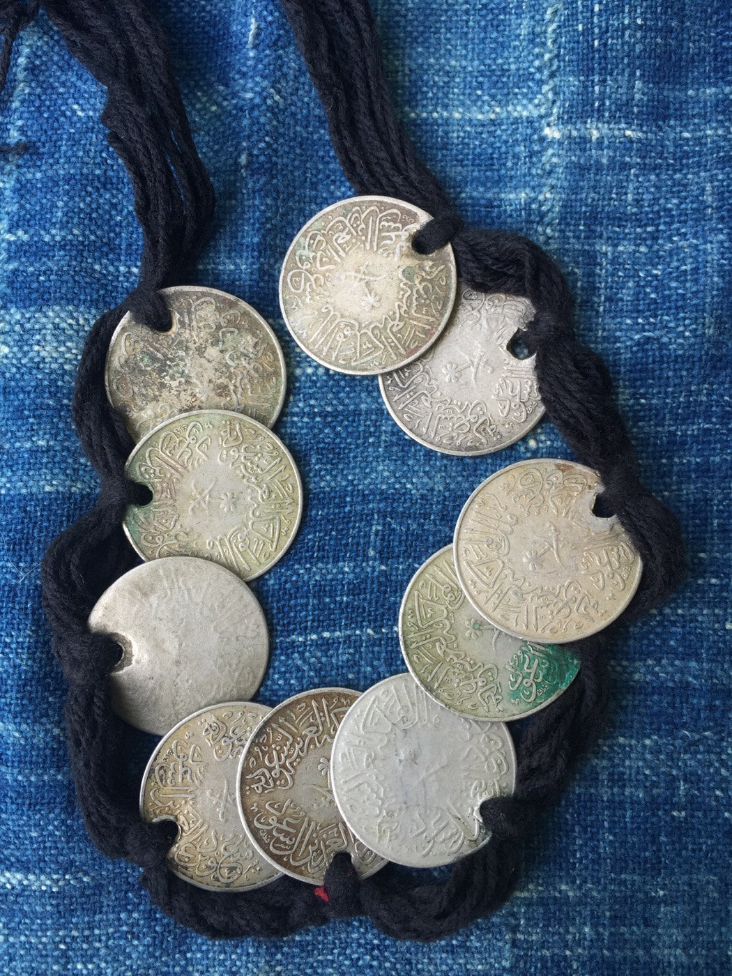 Riches: African Coin Necklace, Niger, Authentic, Rare, Bold Tribal Fashion, Vintage Coin Jewelry, Boho Bohemian Headpiece, Fall Fashion - ShopWomanShopsWorld.com. Bone Beads, Tassels, Pom Poms, African Beads.