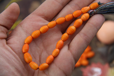 Orange Half Grooved Barrel: Bone Beads, 6x10mm, 20 pieces - ShopWomanShopsWorld.com. Bone Beads, Tassels, Pom Poms, African Beads.