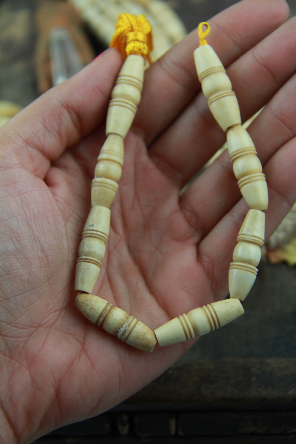 Tapered Groove Roller Barrel: Cream Bone Beads, 8x24mm, 8 pieces - ShopWomanShopsWorld.com. Bone Beads, Tassels, Pom Poms, African Beads.