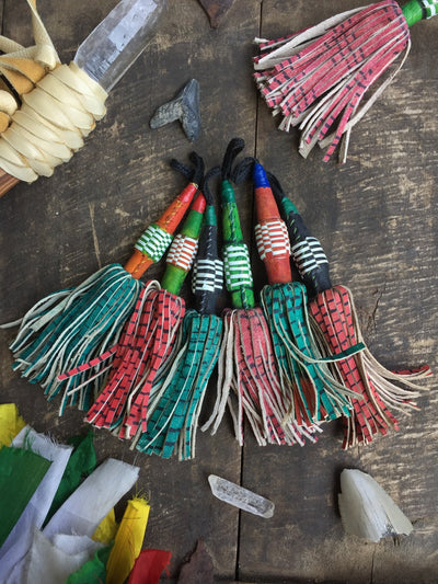 Lure-Like African Tuareg 7.5" Tassel: Red, Green, Black - ShopWomanShopsWorld.com. Bone Beads, Tassels, Pom Poms, African Beads.