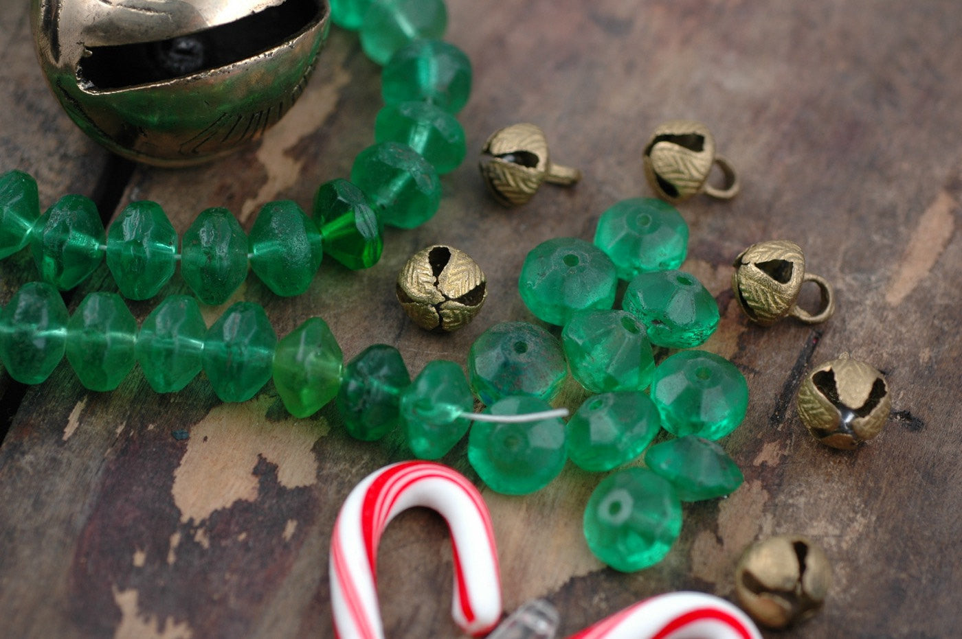 Antique Green Uranium Vaseline Glass Beads, 15x11mm, 10 loose beads - ShopWomanShopsWorld.com. Bone Beads, Tassels, Pom Poms, African Beads.