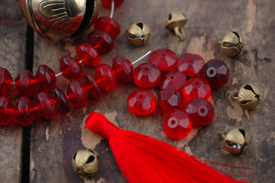 Antique Red Vaseline Glass African Trade Beads, 16x11mm, 10 loose beads - ShopWomanShopsWorld.com. Bone Beads, Tassels, Pom Poms, African Beads.