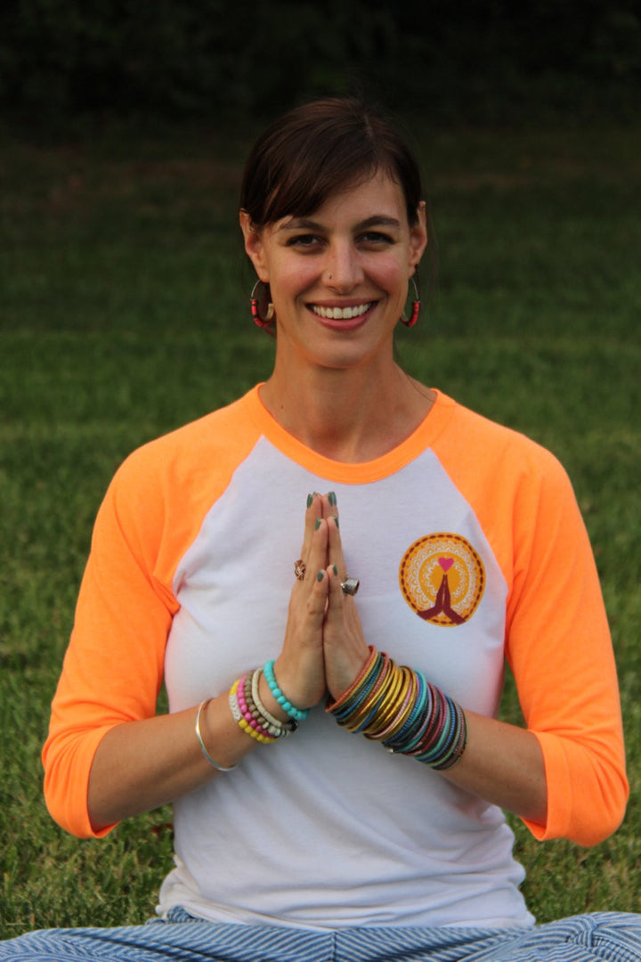 WomanShopsWorld Shirt: Neon Orange Ringer Baseball Unisex T-Shirt
