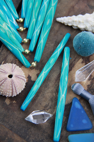 Turquoise & Cream 4" HairPipe:Carved Handmade Large Hole Bone Tube Bead, Boho Tribal Native Jewelry Making Supply, Bohemian Fall Style, 2 pc - ShopWomanShopsWorld.com. Bone Beads, Tassels, Pom Poms, African Beads.