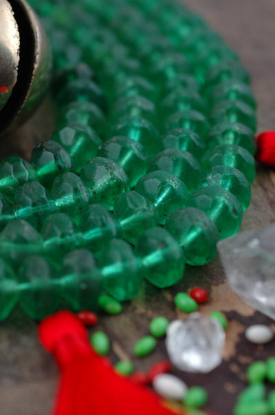 Antique Green Vaseline Glass, African Trade Beads, 10x15mm, 22" Strand - ShopWomanShopsWorld.com. Bone Beads, Tassels, Pom Poms, African Beads.