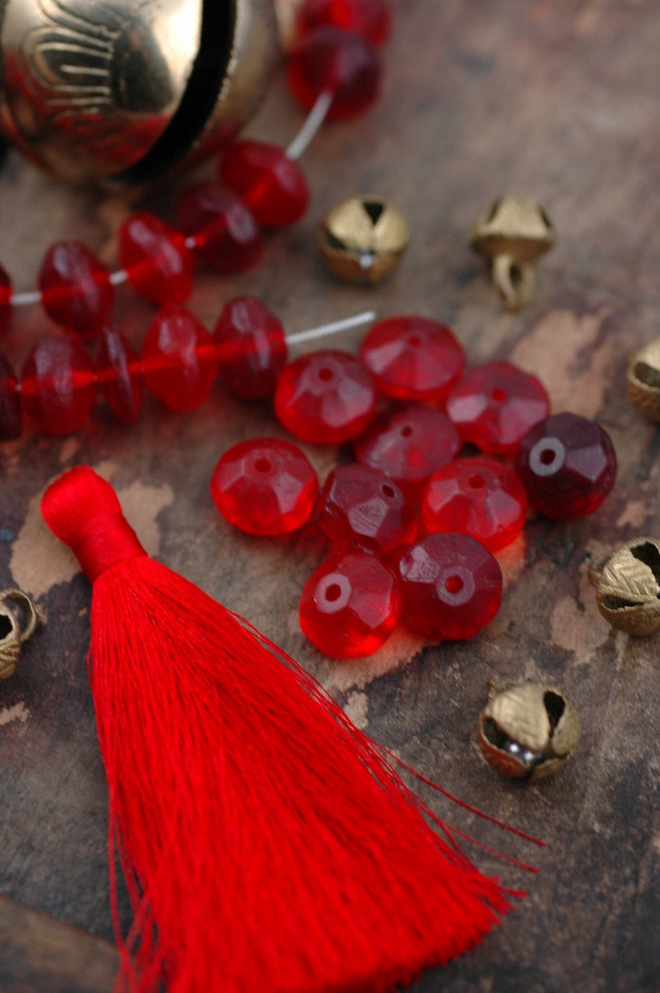 Antique Red Vaseline Glass African Trade Beads, 16x11mm, 10 loose beads - ShopWomanShopsWorld.com. Bone Beads, Tassels, Pom Poms, African Beads.