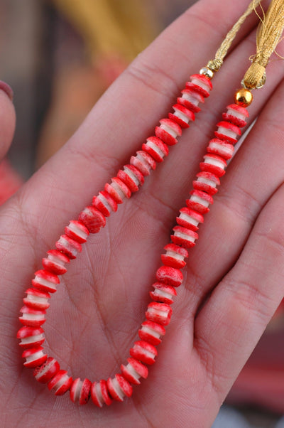 Cherry Vanilla Macaron: Red & White Carved Bone Beads, 7x6mm, 35pcs - ShopWomanShopsWorld.com. Bone Beads, Tassels, Pom Poms, African Beads.