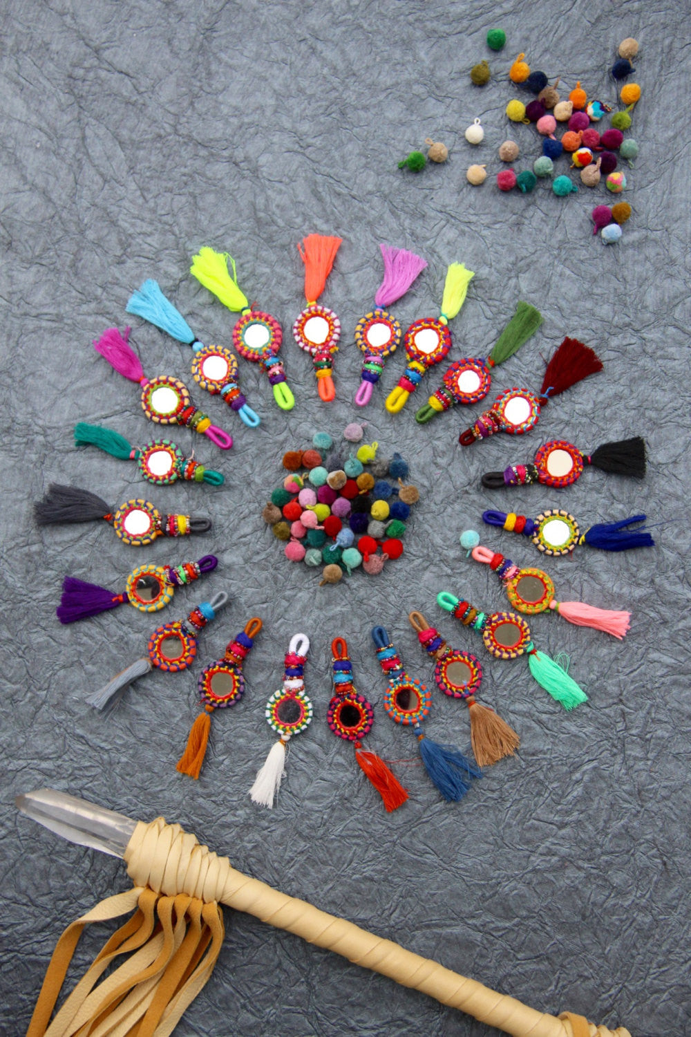 Shorty Tassel Mirror Charms, 1 Piece - ShopWomanShopsWorld.com. Bone Beads, Tassels, Pom Poms, African Beads.