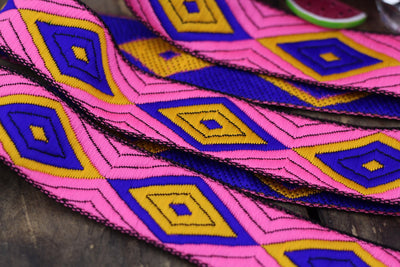 Cotton Candy Geometry: Neon Ribbon, Trim, Sari Border, 1.25"x1 Yard - ShopWomanShopsWorld.com. Bone Beads, Tassels, Pom Poms, African Beads.