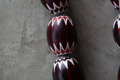 Large Red & White African Chevron Bead / Oval 7-Layer Chevron 2 1/2x3 1/4" / Collectible, Rare / Tribal Art, Decor, 1 Bead - ShopWomanShopsWorld.com. Bone Beads, Tassels, Pom Poms, African Beads.