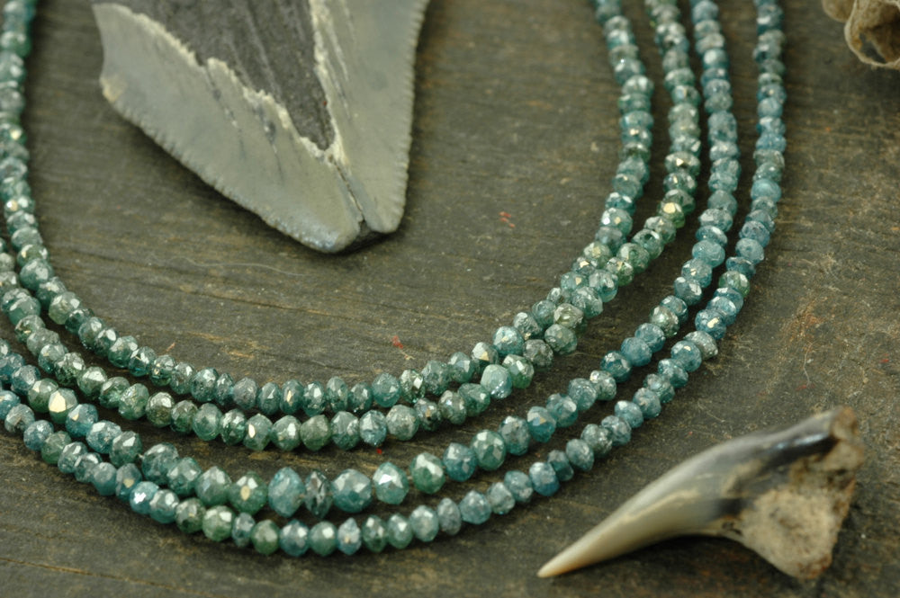 A Girls' Best Friend: Natural Blue Diamond Beads, 2x1.5mm, 15 Pieces - ShopWomanShopsWorld.com. Bone Beads, Tassels, Pom Poms, African Beads.