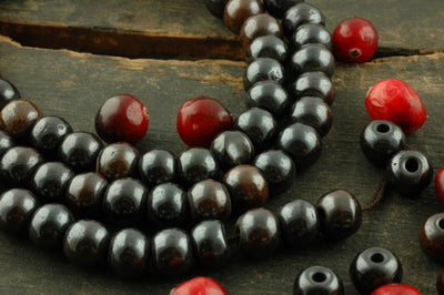 Sparkle: High Polish Blackish Brown Bone, 10x8mm, 108 Bead Mala - ShopWomanShopsWorld.com. Bone Beads, Tassels, Pom Poms, African Beads.