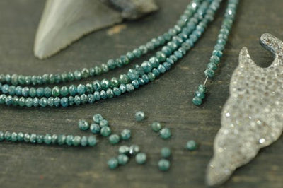 A Girls' Best Friend: Natural Blue Diamond Beads, 2x1.5mm, 15 Pieces - ShopWomanShopsWorld.com. Bone Beads, Tassels, Pom Poms, African Beads.