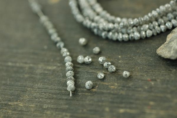 A Girls' Best Friend: Natural Grey Diamond Beads, 2x1.5mm, 15 beads - ShopWomanShopsWorld.com. Bone Beads, Tassels, Pom Poms, African Beads.