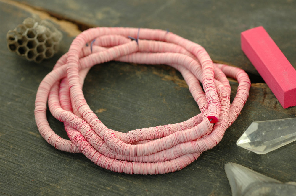 Pink Soirée: Bright Pink & White Vintage Sequins, 5mm - ShopWomanShopsWorld.com. Bone Beads, Tassels, Pom Poms, African Beads.