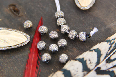 A Girls' Best Friend: Pavé Diamond Round Bead, 6mm - ShopWomanShopsWorld.com. Bone Beads, Tassels, Pom Poms, African Beads.