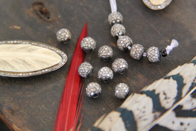 A Girls' Best Friend: Pavé Diamond Round Bead, 6mm - ShopWomanShopsWorld.com. Bone Beads, Tassels, Pom Poms, African Beads.