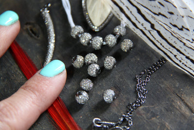 A Girls' Best Friend: Pavé Diamond Round Bead, 6mm - ShopWomanShopsWorld.com. Bone Beads, Tassels, Pom Poms, African Beads.