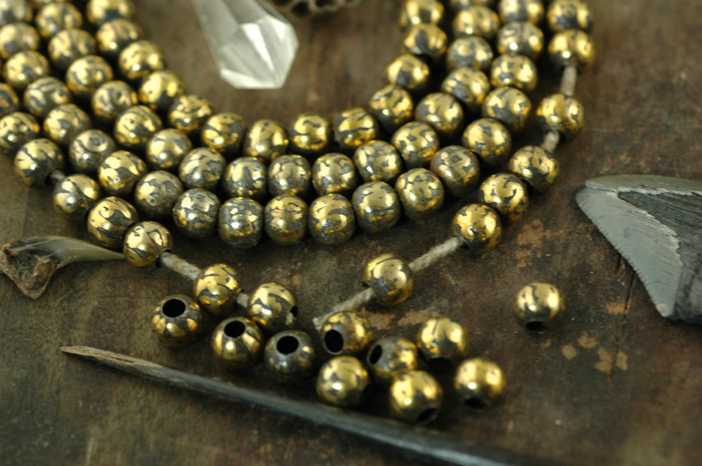 Bits of Sparkle: 10 Loose Brass, Copper Golden Hollow 8mm Beads