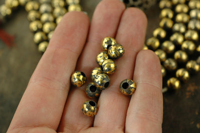 Bits of Sparkle: 10 Loose Brass, Copper Golden Hollow 8mm Beads