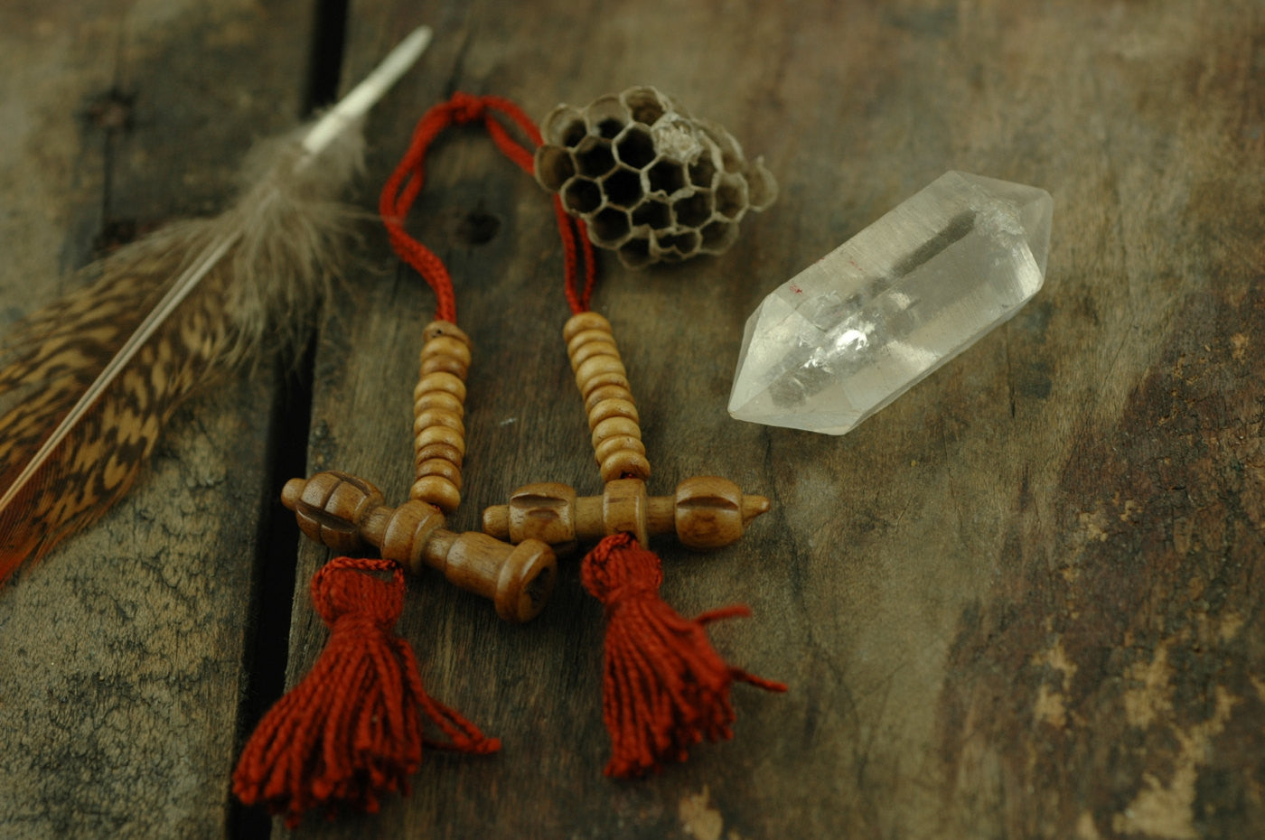 Count Your Mantras: Red Tasseled Mala Counters, Prayer Beads, Dorje, Bell - ShopWomanShopsWorld.com. Bone Beads, Tassels, Pom Poms, African Beads.