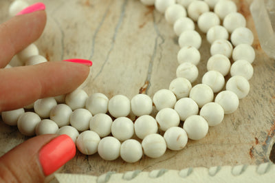 The Sound of the Sea: Natural Nepali Conch Shell Round Beads 8-9mm, 108 beads, White, Nautical Boho Yoga Fashion, Jewelry Making Supplies - ShopWomanShopsWorld.com. Bone Beads, Tassels, Pom Poms, African Beads.