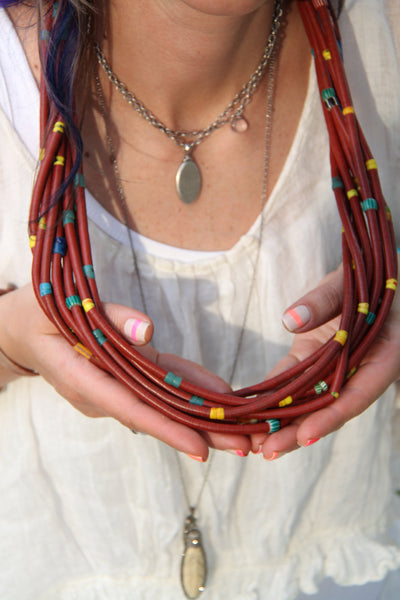 Vinyl Magic: Vintage Tribal African Record Bead Statement Necklace