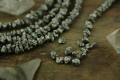 Titanium Pyrite Sparkle: Glittered Gemstone Nugget Beads, 10 beads, 5x3mm, Glittery, Flashy Designer Festive Craft, Jewelry Making Supplies - ShopWomanShopsWorld.com. Bone Beads, Tassels, Pom Poms, African Beads.
